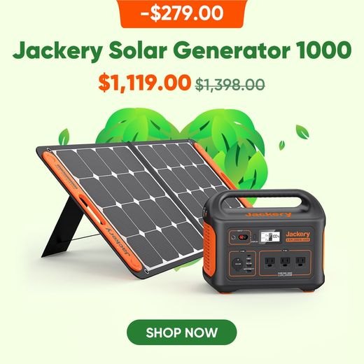 Jackery Solar Generator 1000 v2 with folding solar panel.
