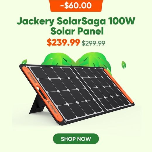 Jackery SolarSaga 100W foldable solar panel.